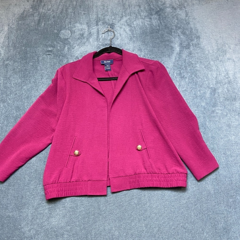 New York Clothing Co. Jacket Womens PM Pink Elastic Hem Open Front Streetwear